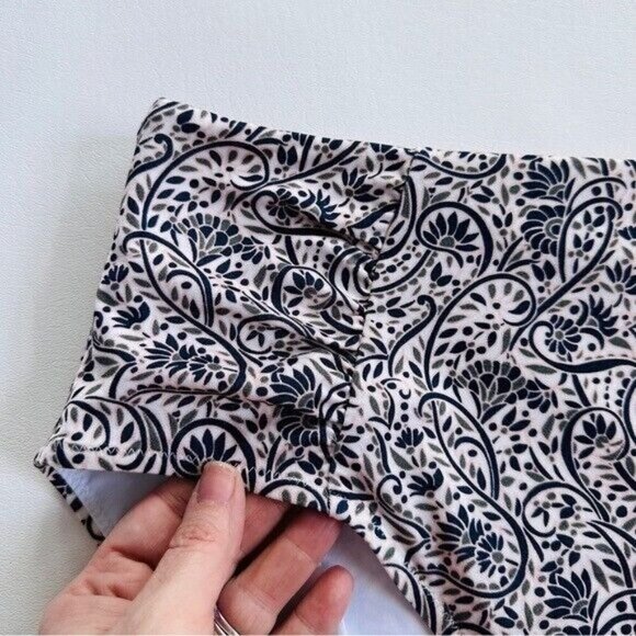 NWOT Athleta Aqualuxe Batik High Rise Swim Bottom L Shirred Hip Medium Coverage - Picture 3 of 7